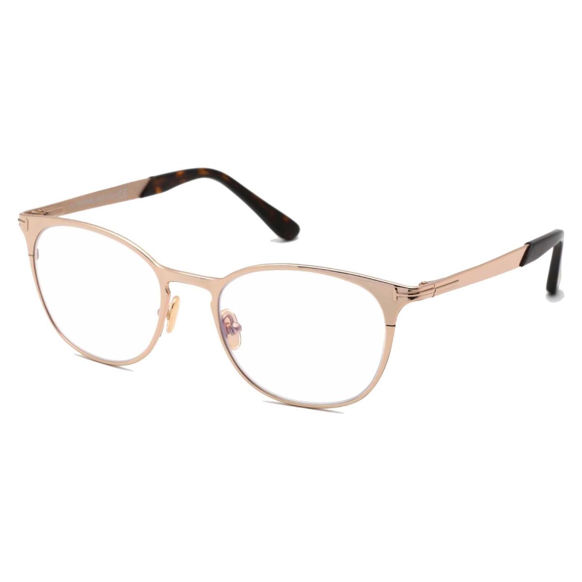 Tom Ford Unisex Eyeglasses Shiny Rose Gold Round Frame 52 mm FT5732-B 028