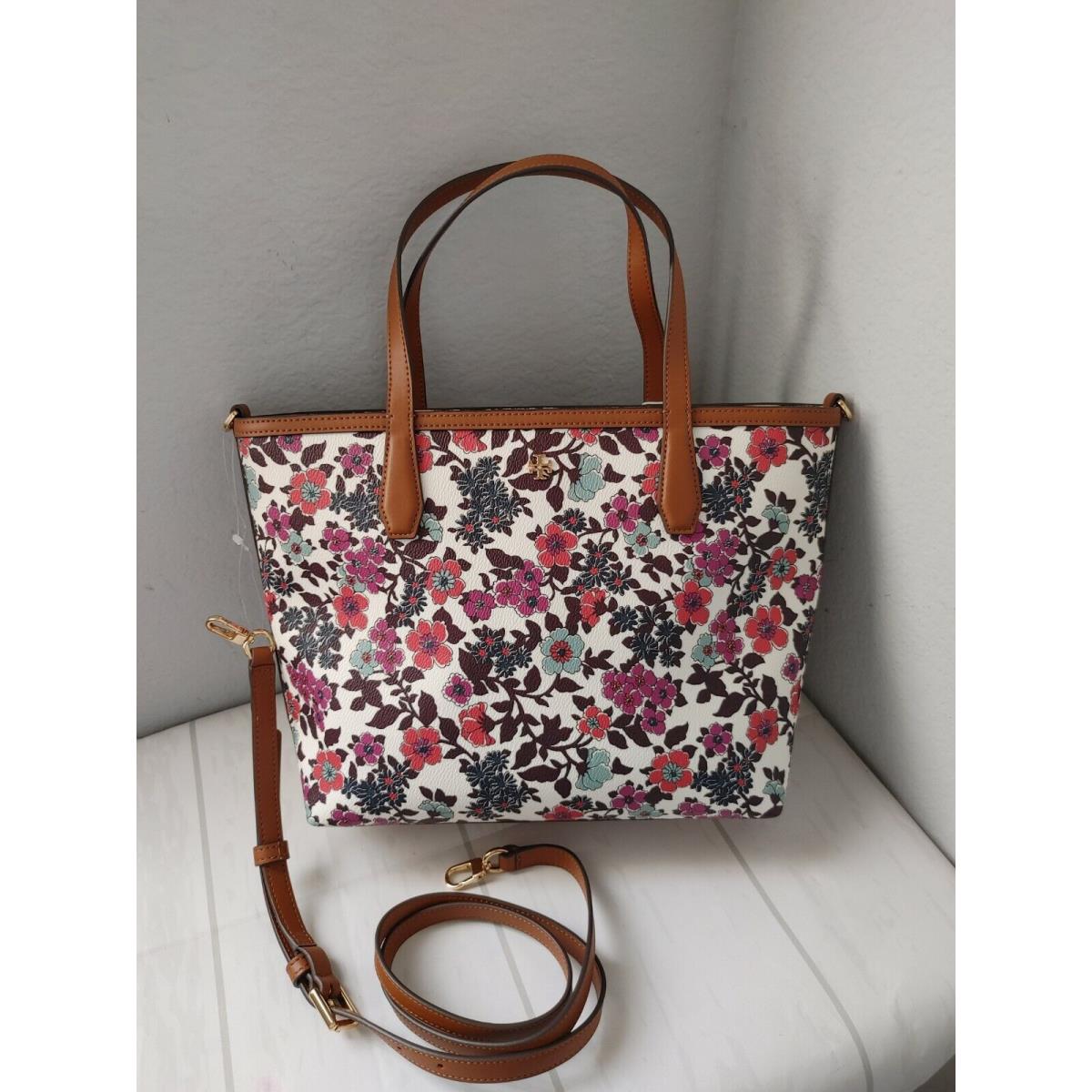 Tory Burch Kerrington Small Wallpaper Floral Printed Coated Canvas Tote Bag