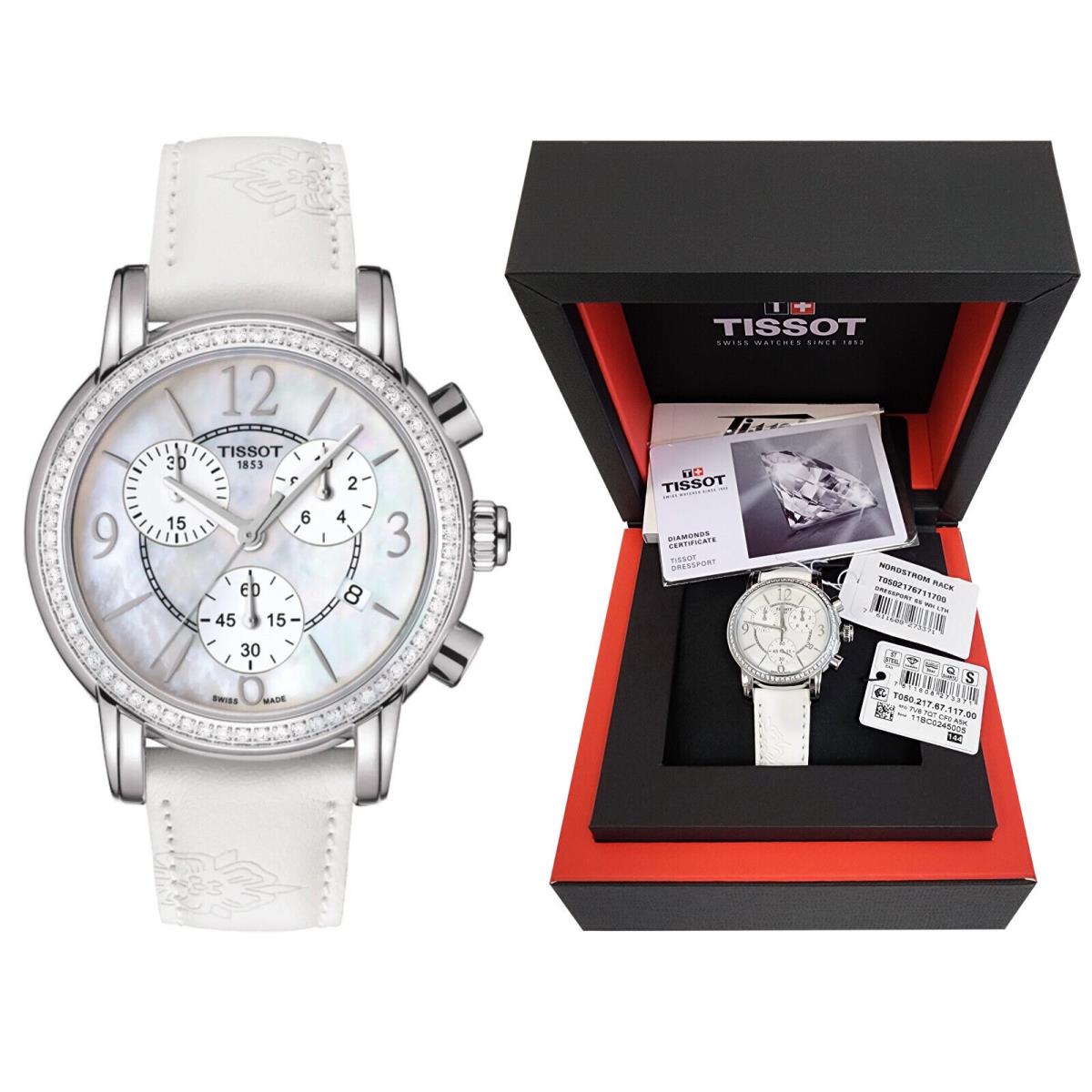 Tissot Dressport Chronograph Mop Dial Diamonds Swiss Ladies Watch T0502176711700