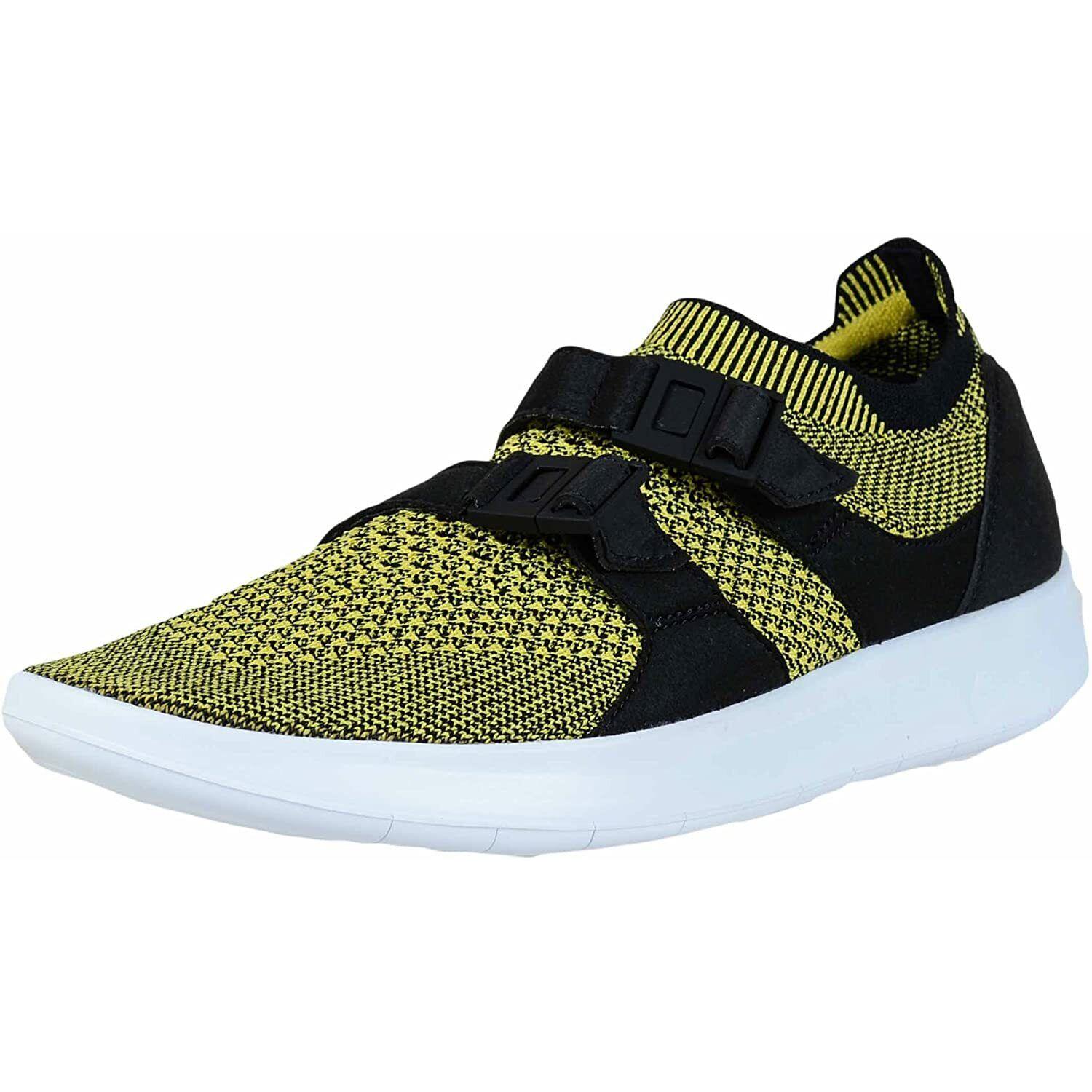 Nike Air Sockracer Flyknit Black/white/yellow Running Shoes Women Size 8