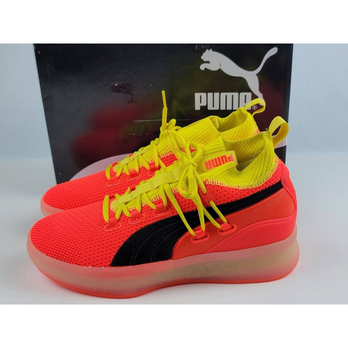 Puma Clyde Court Junior Size 7 Basketball Shoes Red Blast/yellow/ Sneakers