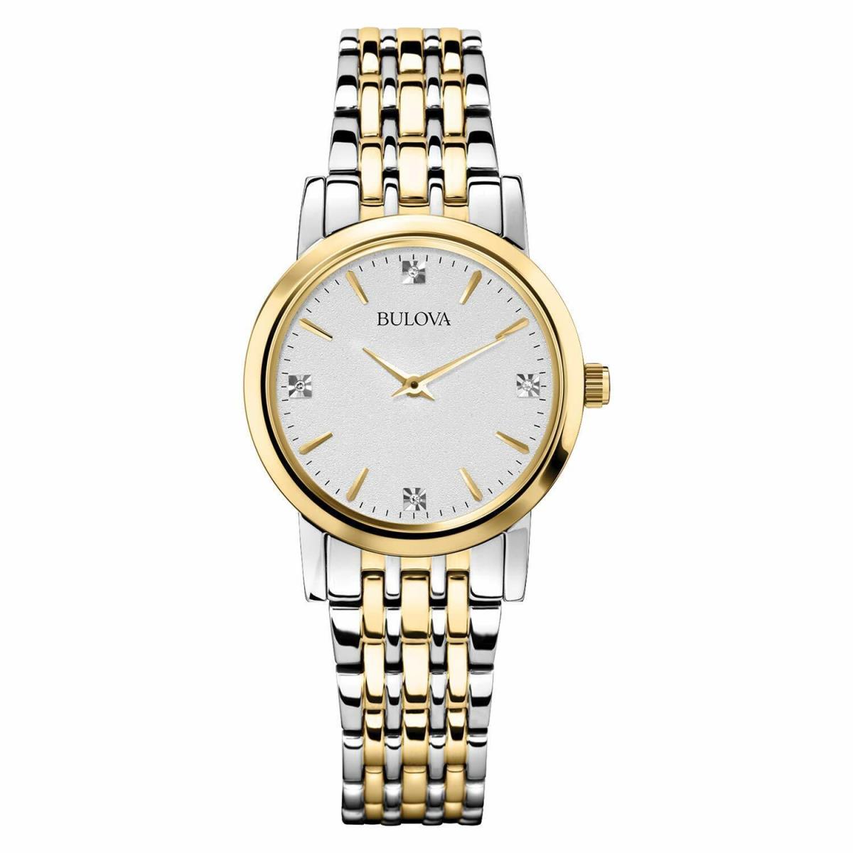 Bulova Women`s Diamond Two Tone Stainless Steel Watch 98P115