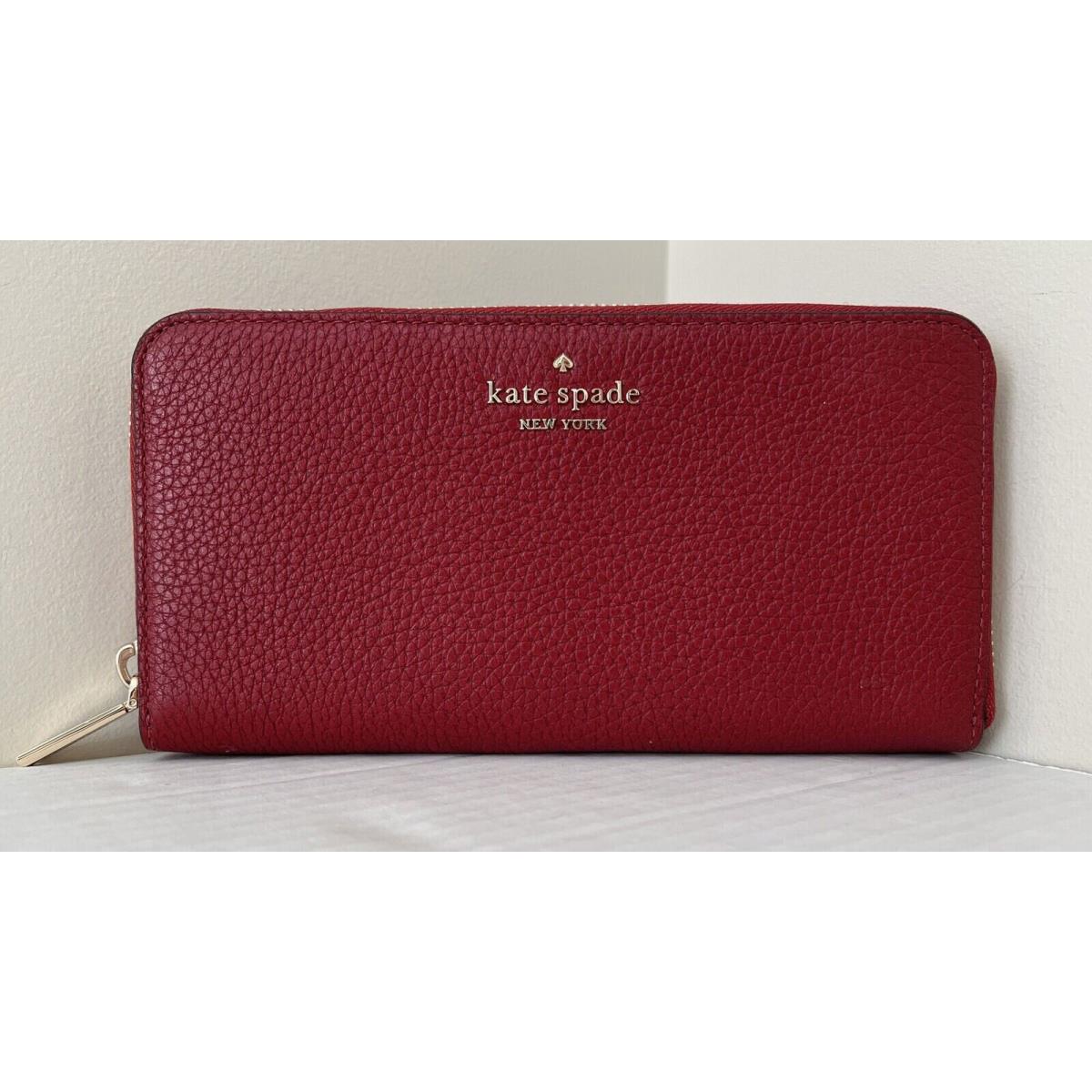 New Kate Spade Leila Large Continental Wallet Pebble Leather Red ...