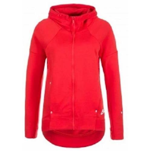 Nike Tech Fleece Full Zip Hoodie Women`s Large Red Orange Crimson 806329 696