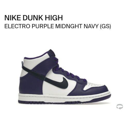 Nike Dunk High GS 7Y / Womens 8.5 White Electro Purple Midnight Navy DH9751-100