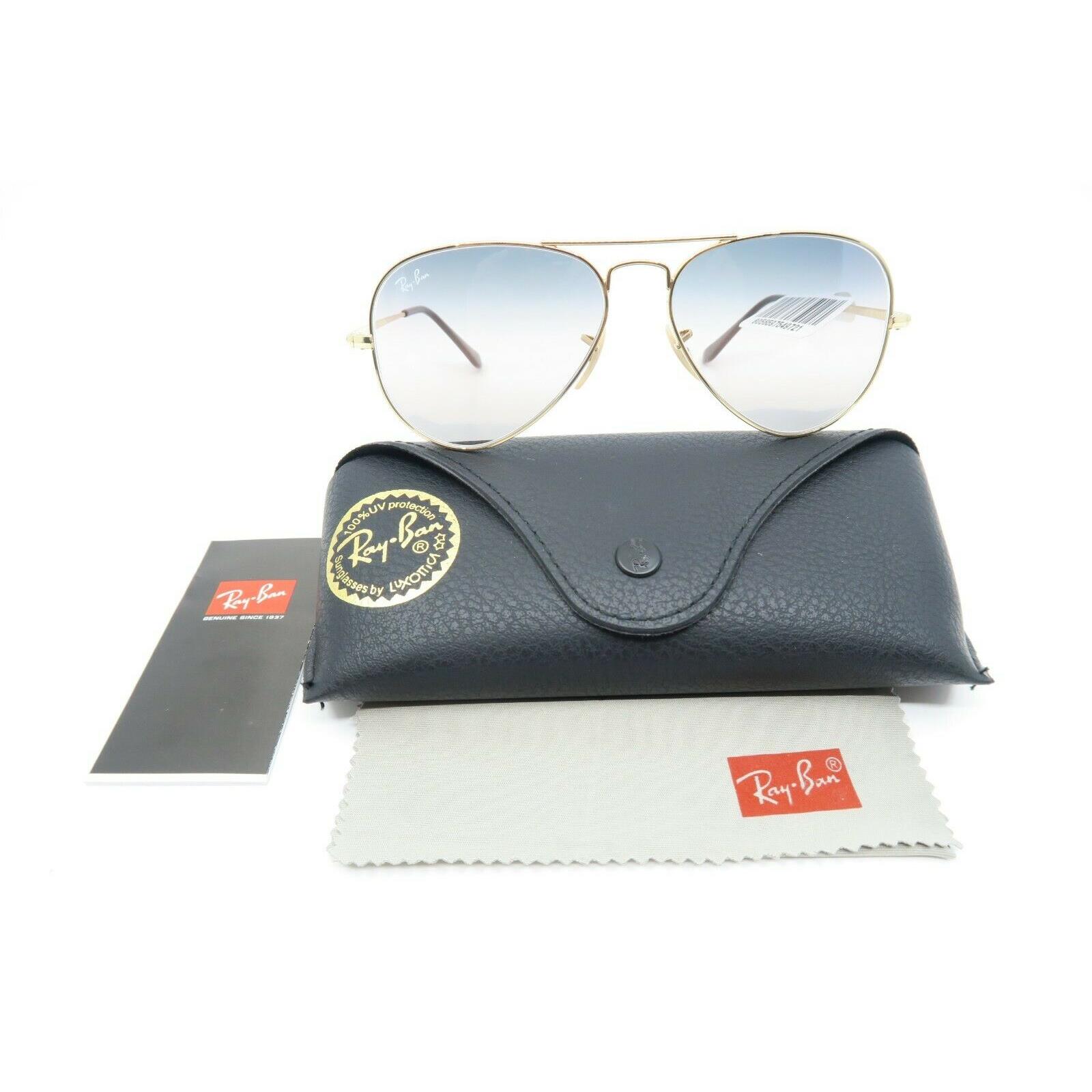Ray-ban RB 3689 001/GE Gold Aviator Blue Gradient Glasses 55mm with ...