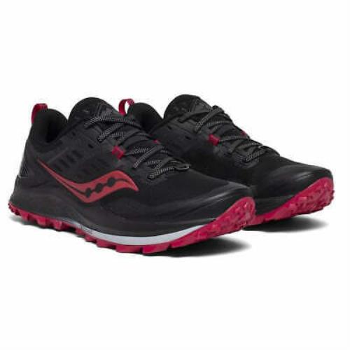 Saucony Womens Peregrine 10 Black/Barberry Track and Field Shoe 