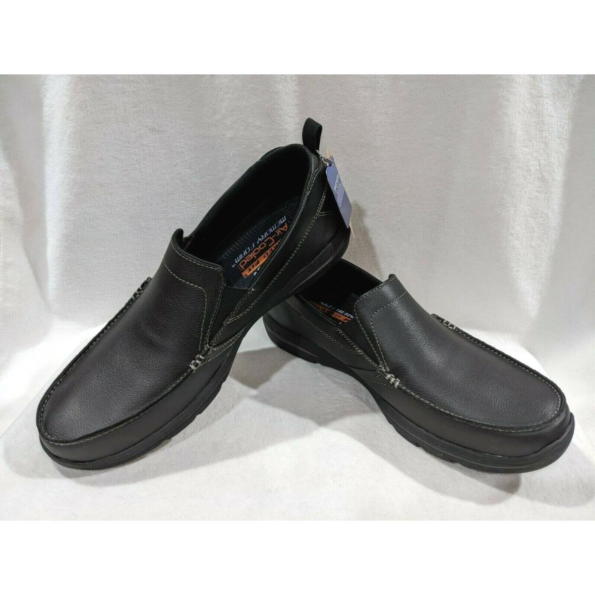 Skechers Men`s Relaxed Fit Harper Forde Black Slip-on Shoes - Size 9.5 64858