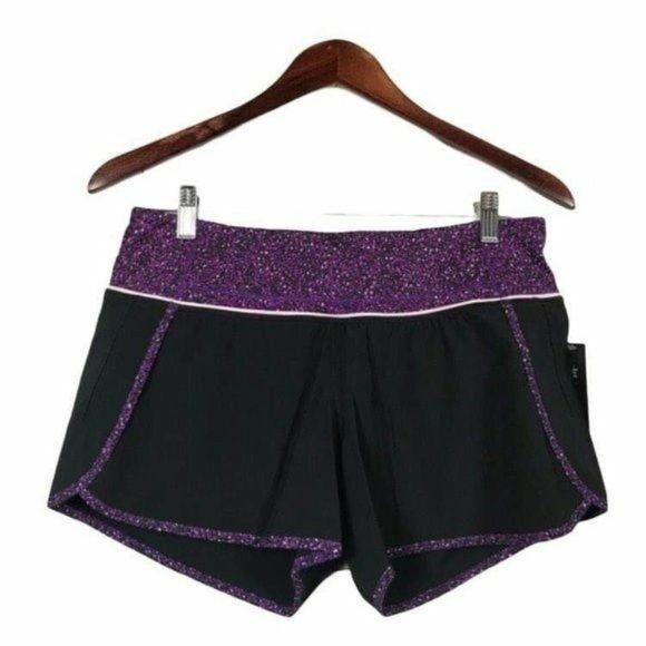 Lululemon Run Times Shorts Black and Violet Size 6