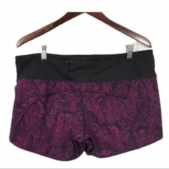 Lululemon Run Times Shorts Antique Purple Paisley Size 12
