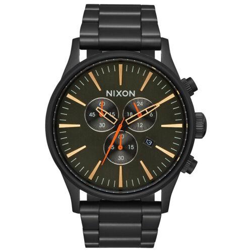 Nixon Men`s Watch Sentry Chrono Black Dial IP Stainless Steel Bracelet A3861032