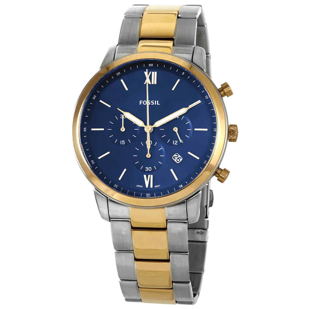 Fossil Neutra Chronograph Quartz Blue Dial Men`s Watch FS5706 - Dial: Blue, Band: Two-tone (Silver-tone and Yellow Gold-tone), Bezel: Silver-tone