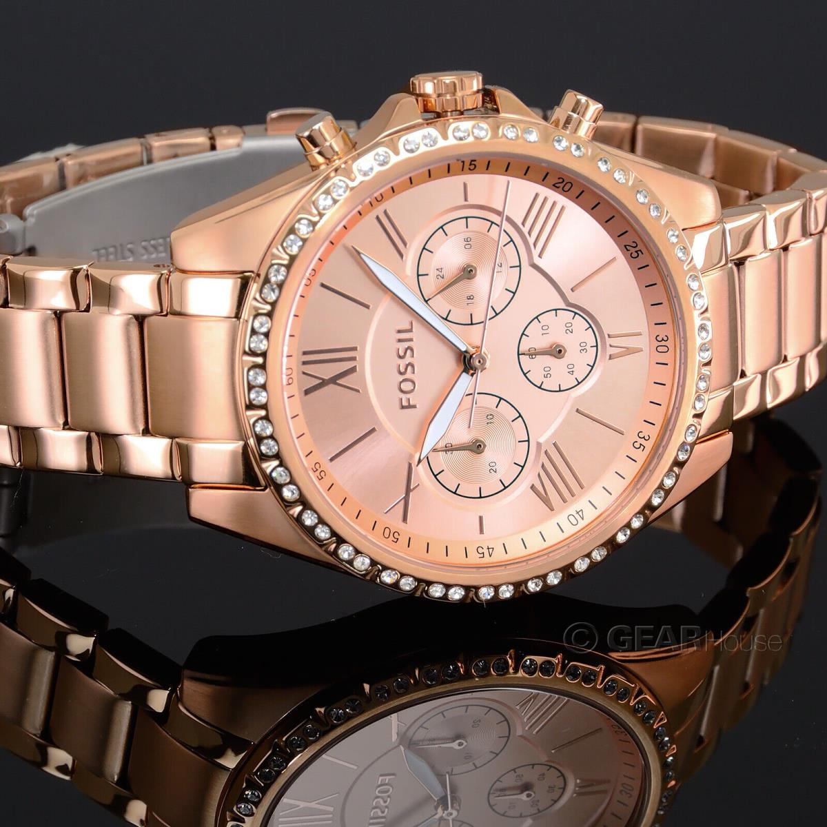 Fossil Modern Courier Womens Chronograph Glitz Watch Rose Gold Stainless Steel