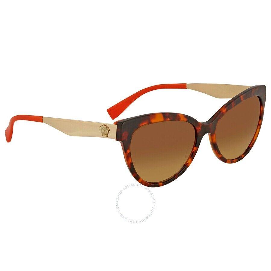 Versace VE4338 524413 Sunglasses Orange Havana Frame Brown Gradient Lens 57mm