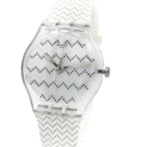 Swatch Originals Wavey Dots White Silicone Watch 41mm SUOK118