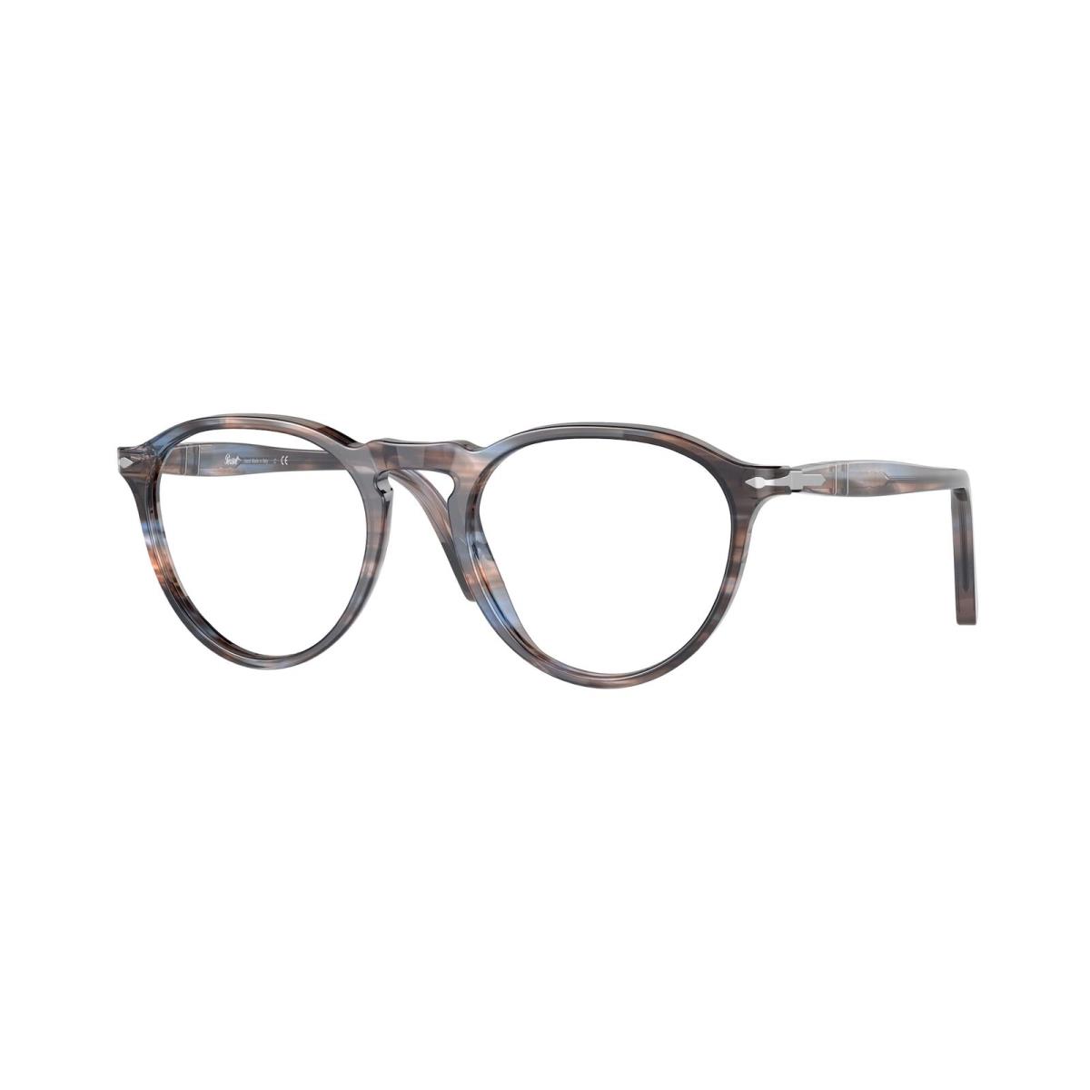 Persol PO3286V 1155 Striped Blue Transparent Demo Lens 49 mm Men`s Eyeglasses