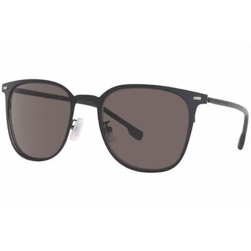 Hugo Boss 1025/F/S 003IR Sunglasses Men`s Matte Black/grey Square Shape 57mm - Black Frame, Gray Lens