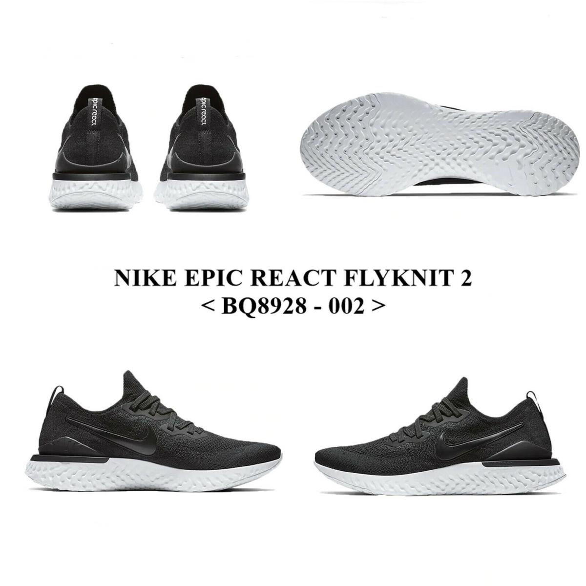 Nike Epic React Flyknit 2 BQ8928 - 002 Men`s Running Shoes. NO Lid - BLACK/BLACK-WHITE , BLACK/BLACK-WHITE Manufacturer