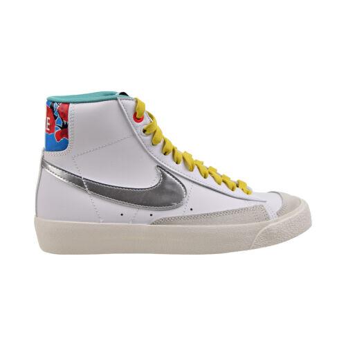 Nike Blazer Mid `77 GS Big Kids` Shoes White-metallic Silver DQ7773-100