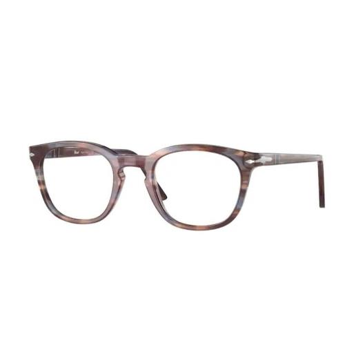 Persol 0PO3258V 1155 Striped Blue Brown Havana/ Silver Unisex Eyeglasses - Frame: Striped Blue Brown Havana/ Silver, Lens: Clear