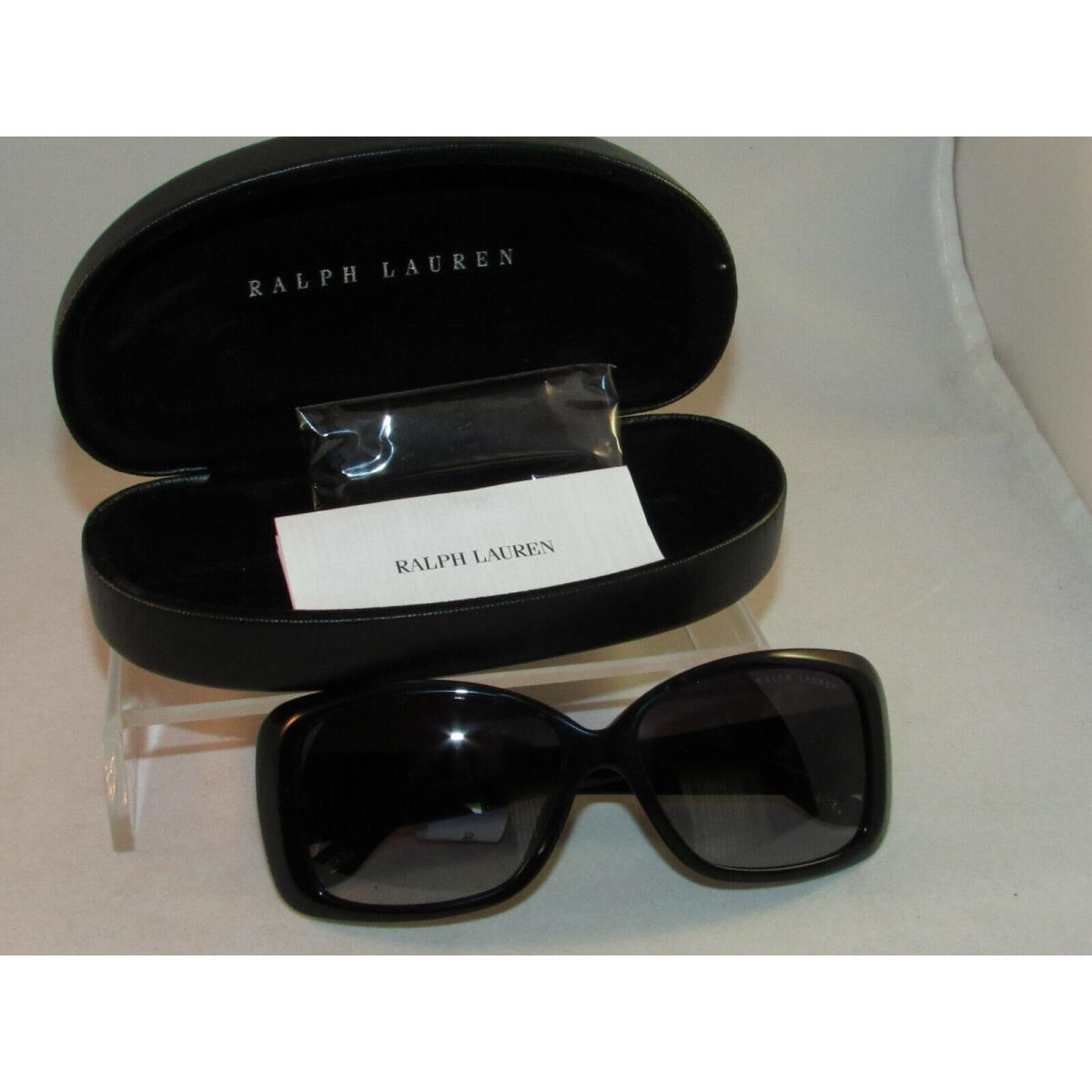 Ralph Lauren Sunglasses Hard Clam Shell Leather Case Unused Cleaning Cloth