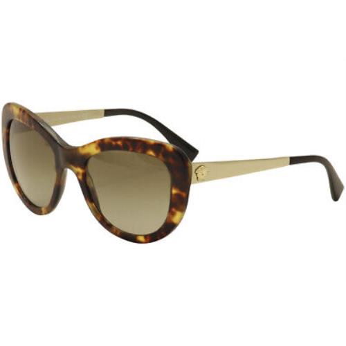 Versace Women`s VE4325 4325 5208/13 Havana/gold Cat Eye Sunglasses 54mm - Brown Frame, Brown Lens