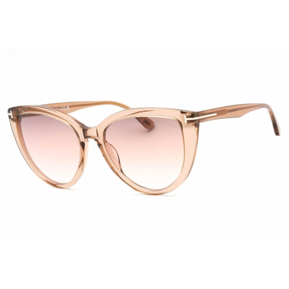 Tom Ford Women`s Sunglasses Shiny Light Brown Cat Eye Full Rim Frame FT0915 45G