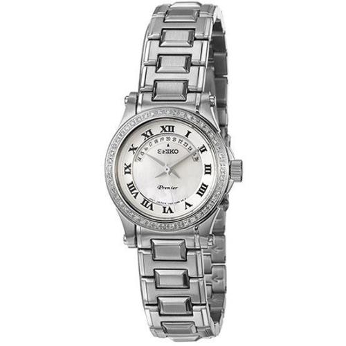 Seiko White Mop Dial Diamonds Sapphire Stainless Steel Women`s Watch SXD773