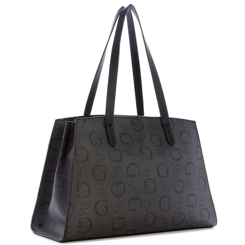 Guess Women`s Elisa Logo Print Satchel Crossbody Bag Handbag Purse - Black