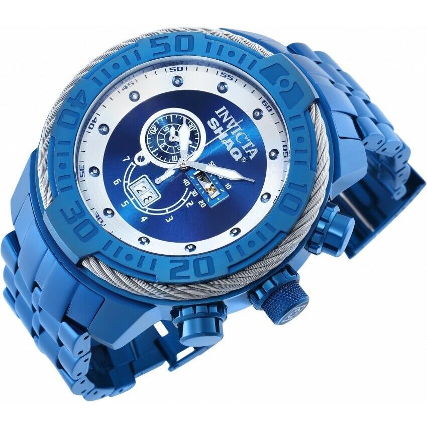 Invicta 65mm Bolt Shaq 0.05ctw Diamond Ltd. Ed. Chronograph Blue SS Watch - Blue Dial, Blue Band, Blue Bezel