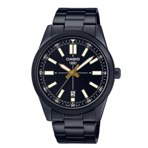 Casio Classic Analog Black Stainless Steel Men s Bracelet Watch MTP-VD02B-1EUDF - Dial: Black, Band: Black