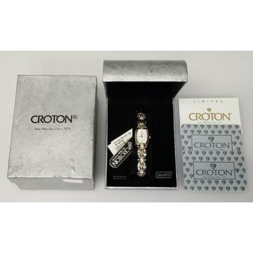Croton CRO-CR207082 Silver Gold 7 Women`s Watch 3 Micron Japan Quartz w Box