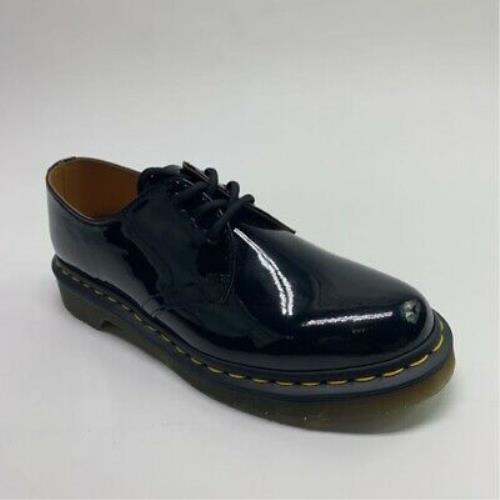 Dr. Martens Womens Patent Lamper Oxford Flat Shoes Black Lace Up 8.5