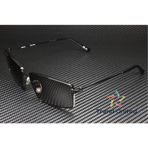 Balenciaga BB0195S 001 Rectangular Squared Black Shy Grey 62 mm Men`s Sunglasses