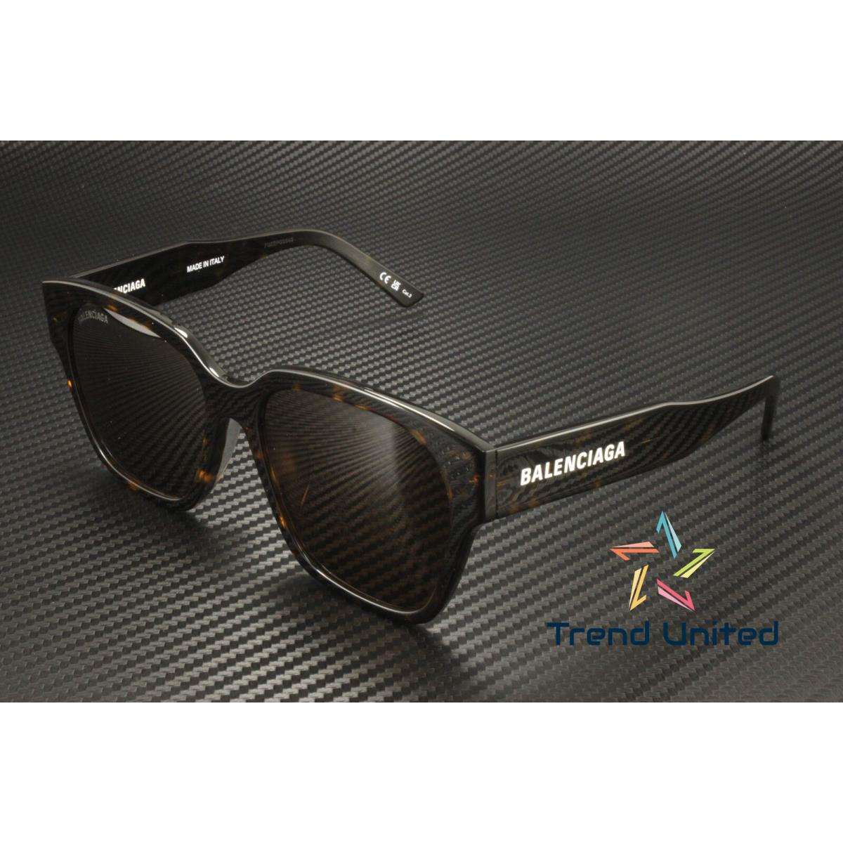 Balenciaga BB0215SA 002 Rectangular Squared Havana Brown 56 mm Unisex Sunglasses