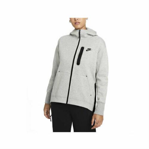 Nike Women`s Sportswear Tech Fleece Essentials Full-zip Hoodie Dark Grey Heather - Grey