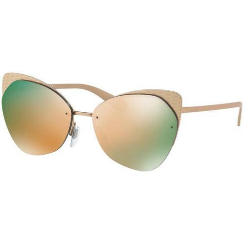 Bvlgari Cat Eye Women`s Sunglasses W/grey Rose Gold Mirrored Lens BV6096-20134Z