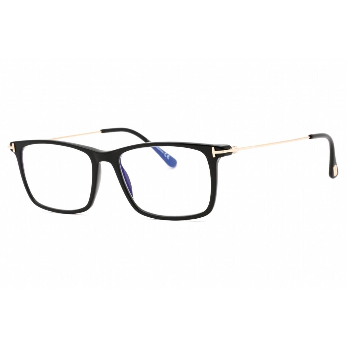 Tom Ford Men`s Eyeglasses Shiny Black Acetate Rectangular Frame FT5758-B 001