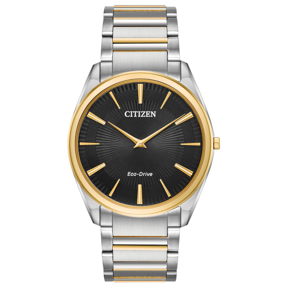 Citizen Eco-drive Stilleto AR3074-54E Men`s Black Dial Gold Two-tone Watch