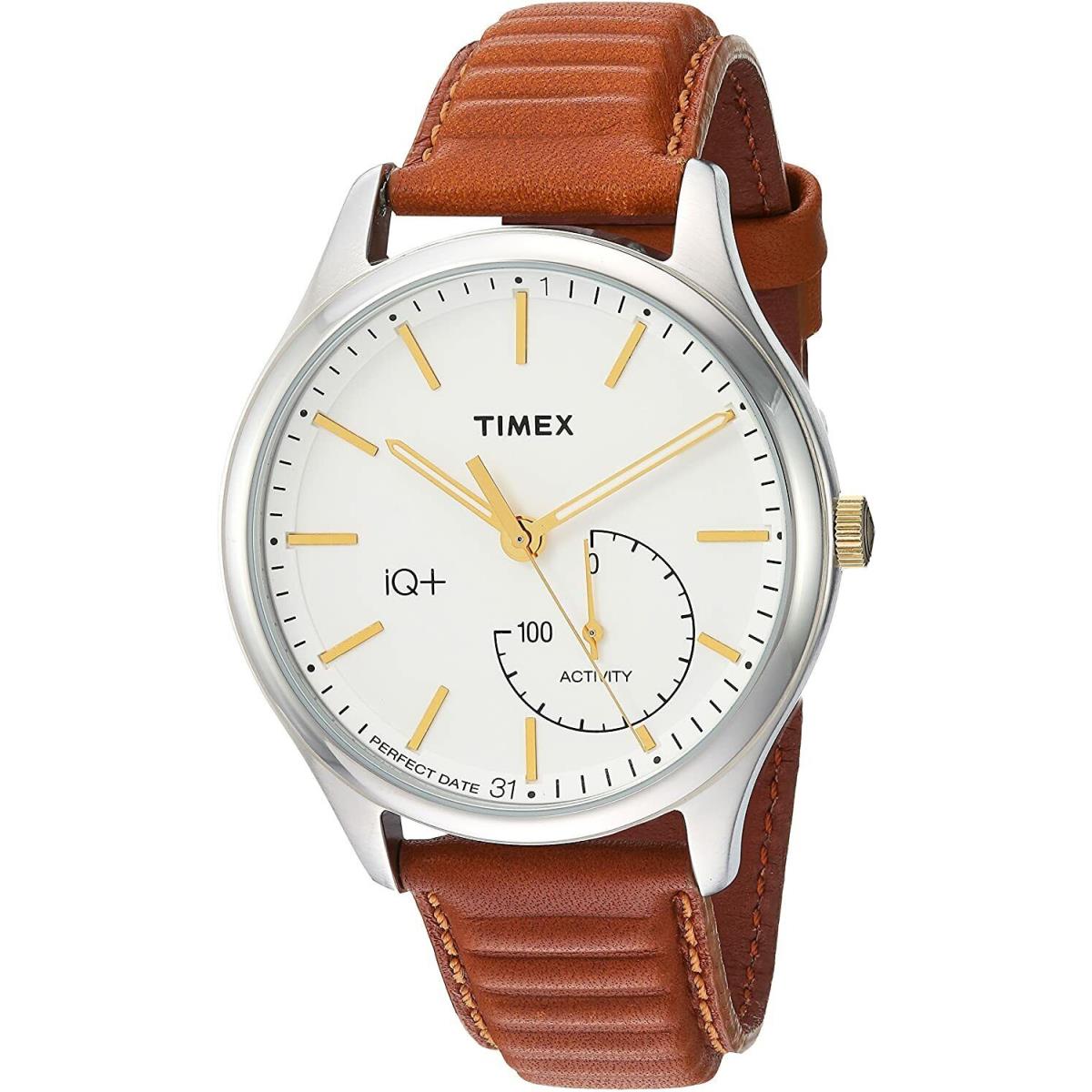 Timex Iq+ TW2P94700 Men`s Watch Move Activity Leather Strap Smart