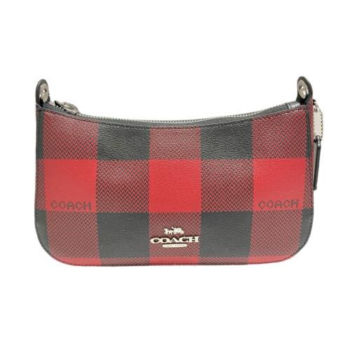 Coach C6818 Jes Baguette with Buffalo Plaid Print Black 1941 Red Multi - Handle/Strap: Red, Hardware: Red, Lining: Red