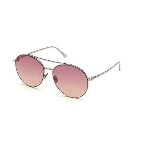Tom Ford Sunglasses - Cleo FT0757 16F -palladium/gradient Pink Lilac 59 mm - Silver Frame, Pink Lens