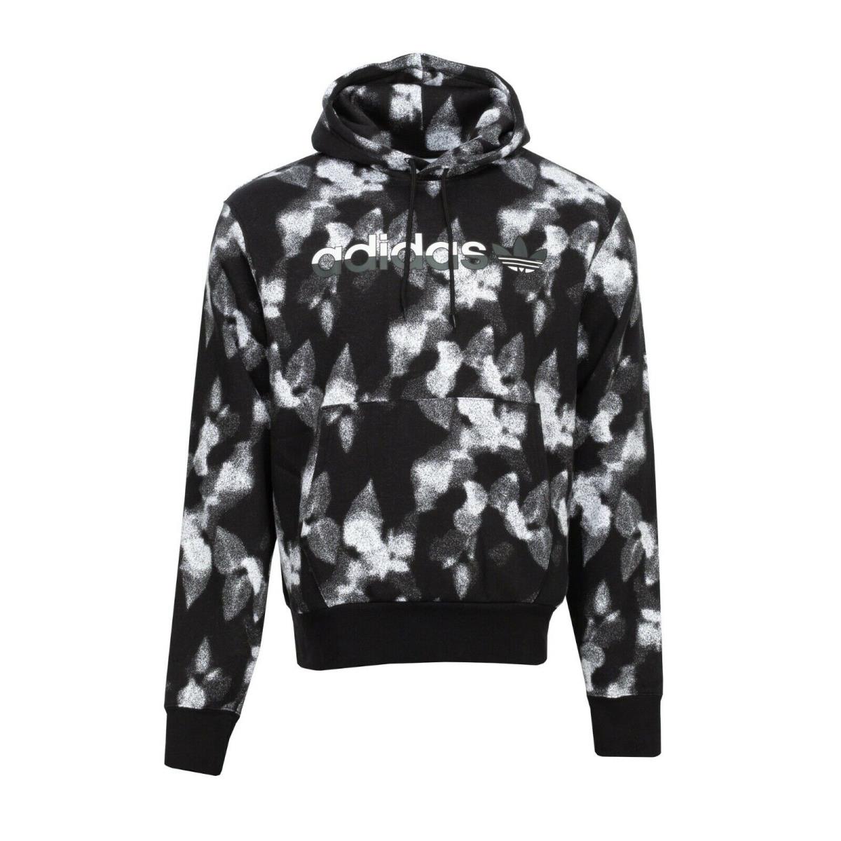 Adidas Originals Men`s Winter Leaves Allover Print Hoodie Black H32325 f