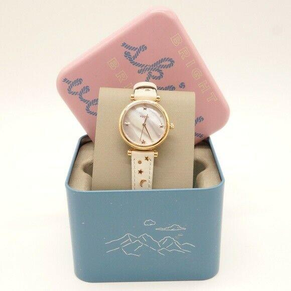 Fossil Women`s Moon Stars Ivory Leather Watch ES4526