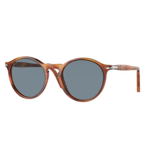 Persol 0PO3285S 96/56 Terra Di Siena Havana/ Light Blue Round Unisex Sunglasses