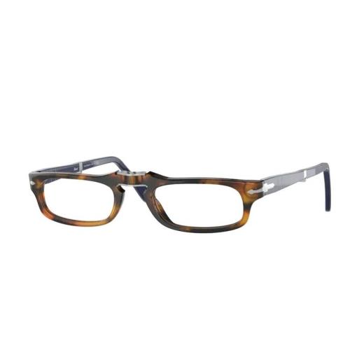 Persol 0PO2886V 1134 Havana/ Navy Blue-silver Rectangle Men`s Eyeglasses - Frame: Havana, Lens: Clear