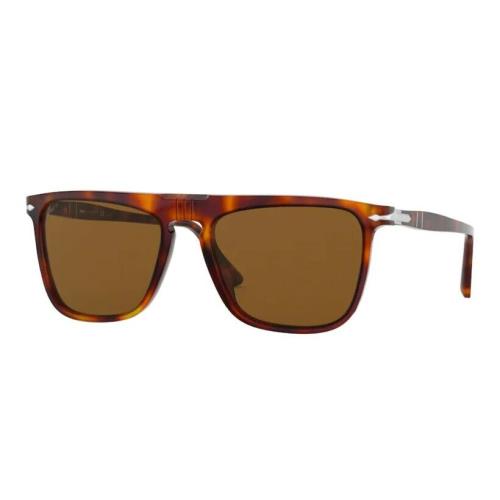 Persol 0PO3225S 24/57 Havana/ Brown Polarized Rectangle Unisex Sunglasses - Havana Frame, Brown Lens