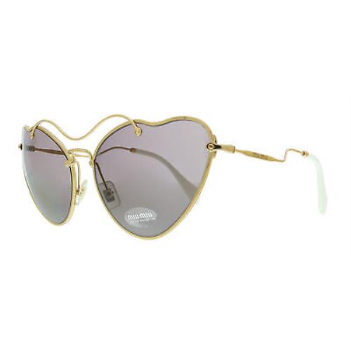 Miu Miu 0MU 55RS 7OE6X1 Antique Gold Irregular Sunglasses - Antique Gold , Antique Gold Frame, Purple Brown Lens