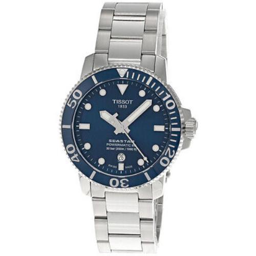 Tissot Seastar 1000 Powermatic 43MM SS Men`s Watch T120.407.11.041.03 - Dial: Blue, Band: Silver, Bezel: Blue