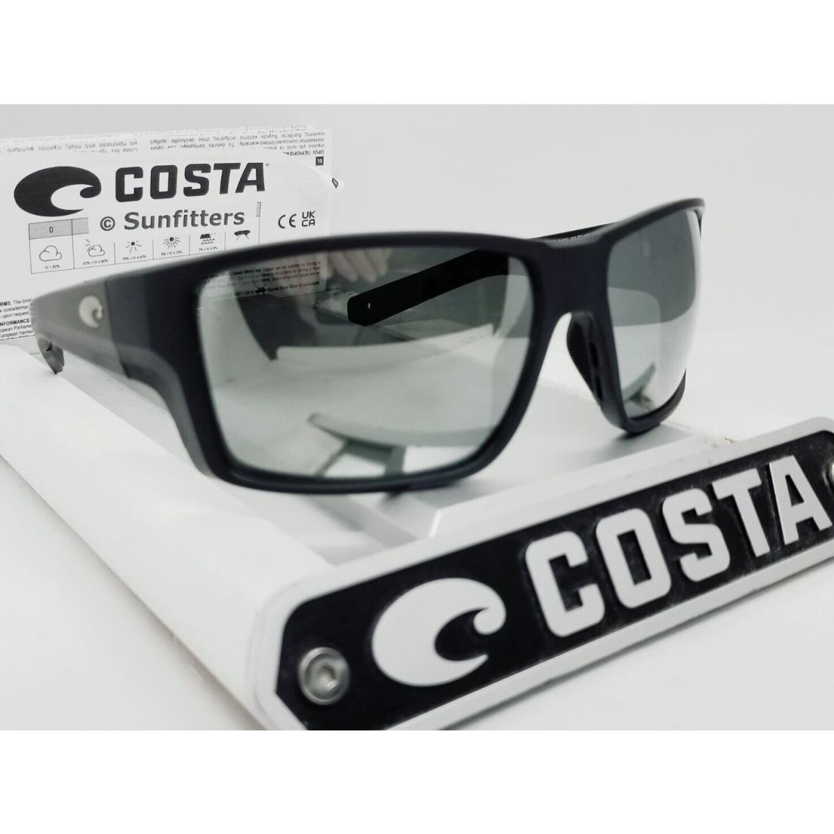 Costa Del Mar Matte Black/silver Mirror Reefton Pro Polarized 580G Sunglasses